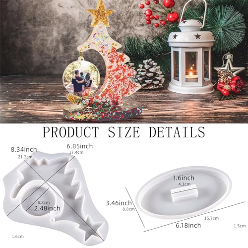 Christmas Tree Photo Frame Resin Molds Epoxy Resin Picture Frame Mold Handmade Silicone Mold Resin Casting Molds for DIY Christmas Gifts Ornament OMDBAGD
