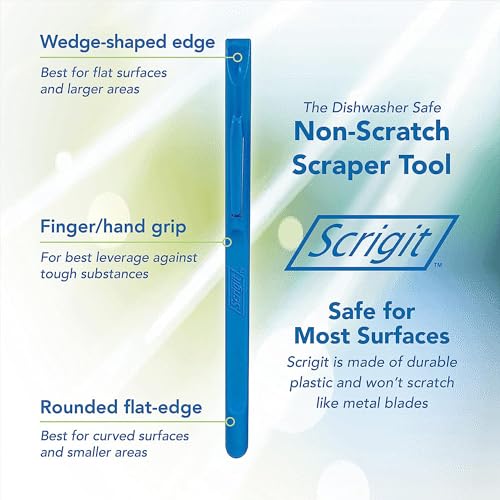 Scrigit Scraper Wide Blade No-Scratch Plastic Scraper Tool, 3 Pack - The Handy Multi-Use Scraping Tool for Removing Food, Labels, Stickers, Paint, Scrigit
