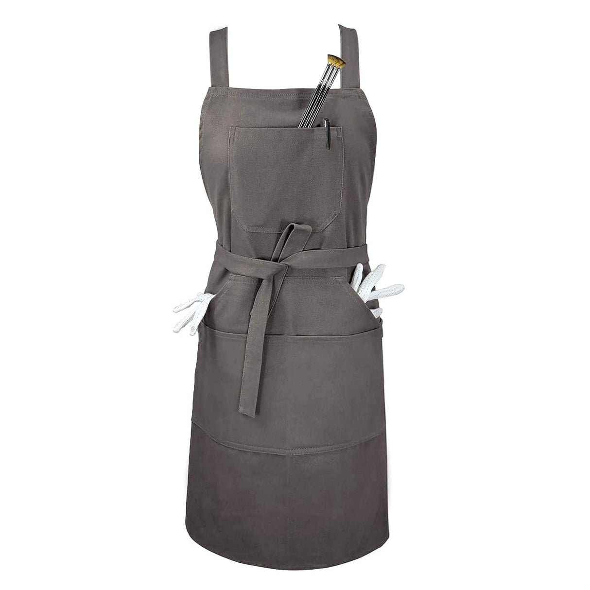 Sturdy Thick Professional Artist Apron, Cross Back + Fasten/Quick Release Buckle + 6 Pockets with 1 Zipper Pocket + 2 Towel Loops For Artist Kitchen, Aiden Brothers