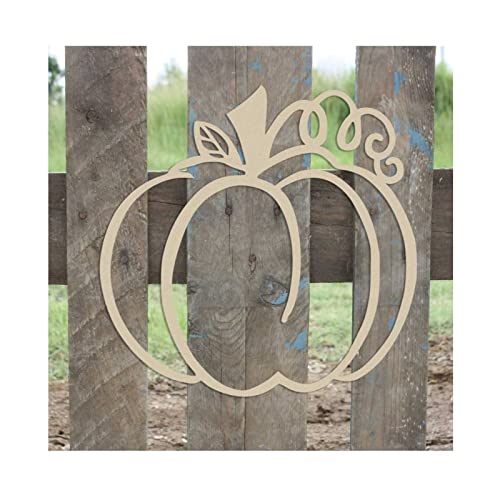 Pumpkin Outline Wood Craft,Unfinished Wooden Cutout Art,DIY Wood Sign, Inspirational Farmhouse Wall Plaque,Rustic Home Decor for Home Front Door Arupkeer