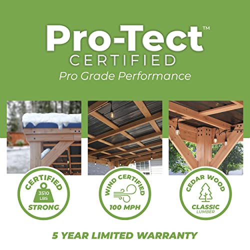 Backyard Discovery Arcadia 12 x 9.5 All Cedar Wooden Gazebo Pavilion with Hard Top Steel Slope Roof, Durable, Supports Snow Loads and Wind Speed, Rot Backyard Discovery