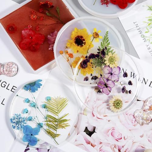 Midnadiy 8 Pcs Thickened Resin Coaster Molds - Large Round Square Silicone Coaster Molds for Epoxy Resin, DIY Crafts, Home Decor, Gifts - Durable and Midnadiy