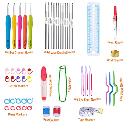 Mdoker 95pcs Knitting Needles Kit&Crochet Hooks Set 36 Straight Bamboo Knitting Needle 12 Small Size Lace Crochet Hook 5 Ergonomic Crochet Needles Mdoker