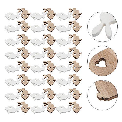 GANAZONO 72Pcs Mini Unfinished Wood DIY Crafts Easter Egg Rabbit Wooden Cutouts Discs Slices for DIY Projects Craft Easter Decor Rabbit GANAZONO