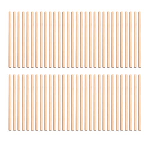TOYANDONA 100pcs Wooden Dowel Rods, 4 x 1/5 Inch Unfinished Natural Wood Dowel Sticks for Crafts and DIY TOYANDONA