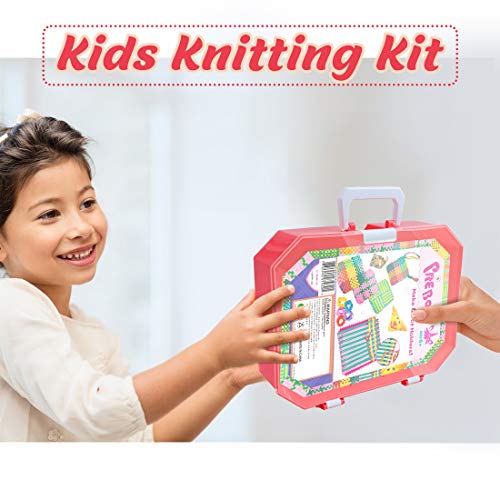 PREBOX Weaving Loom Kit Toys for Kids and Adults, Potholder Loops Crafts for Girls Ages 6 7 8 9 10 11 12, 7" Pot Holder Loom Knitting Kits and Gifts PREBOX