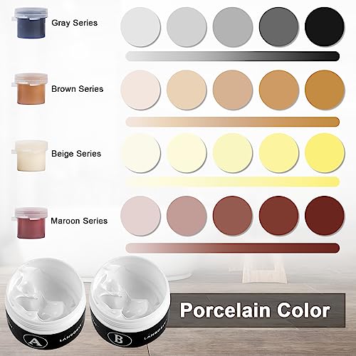Tile, Granite and Marble Repair Kit(Color Match), 3.7 OZ Tub and Fiberglass Shower Repair Kit with Strong Adhesion, Porcelain Stone Repair Kit for LANBOKIT