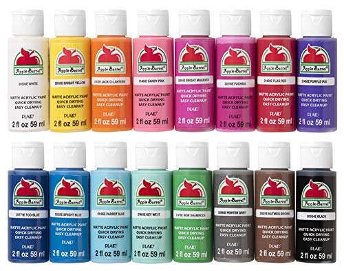 Apple Barrel Acrylic Paint Set (2-Ounce), Best Colors Count, 32 Fl Oz (Pack of 16) Apple Barrel