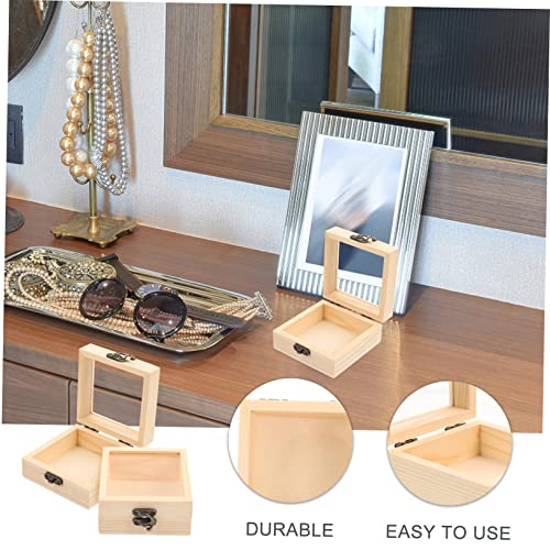 COHEALI 4 pcs moisennette Jewelry Treasure Box hinged Cover Container European Style Glass Wooden Storage Bins Bracelet Holder Treasure Chest Wedding COHEALI