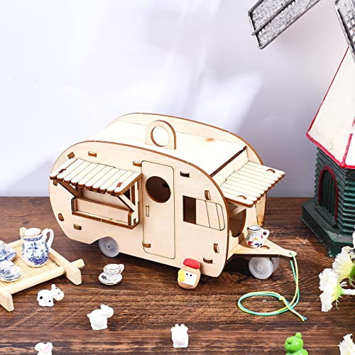 INFUNLY DIY Stem Kit Bird House Kit Camper Bird House Kit Wooden Birdhouses Set Grocery Store Design Educational DIY Carpentry Construction Wood INFUNLY