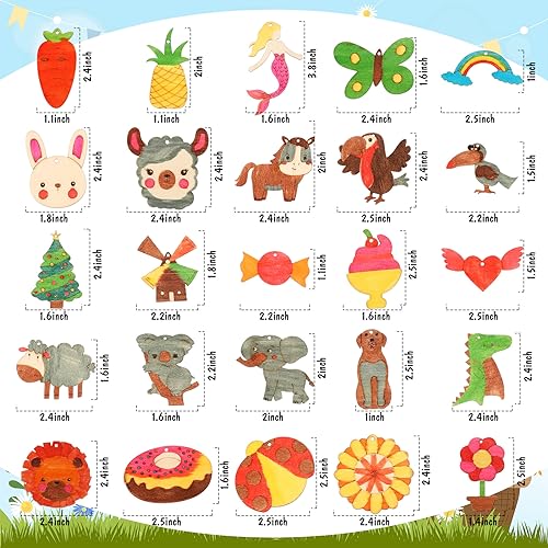 Geetery 150 Pcs Wood Cutouts Ornaments for Crafts Wooden DIY Painting Kits for Kids Craft and Art Supplies Party Birthday Gift Favors Boys Girls Geetery