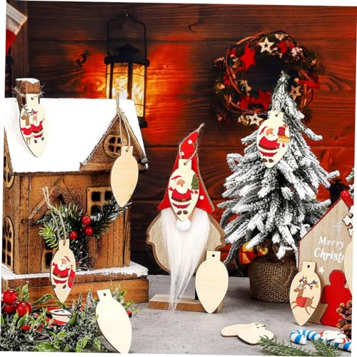 Yardenfun 1 Set Christmas Decoration Wood Christmas Light Bulb Christmas Crafts Wood Slices Wood Slice Ornaments Christmas Tree Baubles DIY Christmas Yardenfun