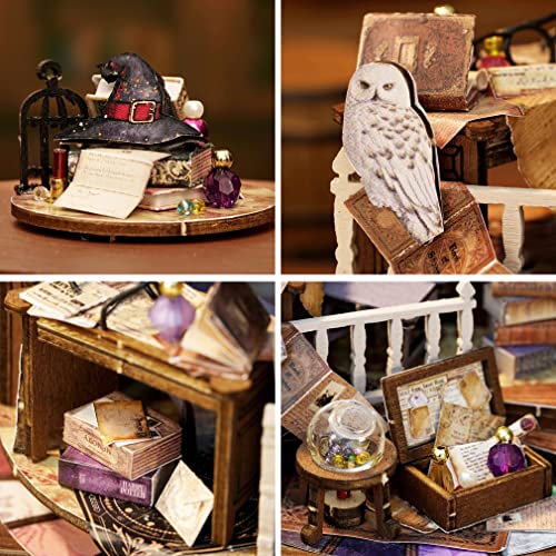 Spilay Dollhouse DIY Miniature Wooden Furniture Kit,Mini Handmade Doll House Model with Dust Cover & LED,1:24 Scale Creative Woodcrafts Toys for Spilay