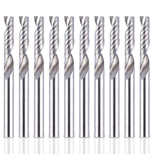 HQMaster 1/8 Shank CNC Router Bits Inch Shank 3.175mm End Mill Single Flute Spiral Router Bit Milling Cutter Upcut Cutting Engraving Single Edged HQMaster
