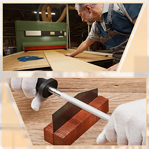 Cabinet Scraper Burnisher with 4 Piece Multi Shaped Scraper Set Manganese Steel Rectangle Curved Beveled Card Scraper Woodworking Carving Hand Gueevin