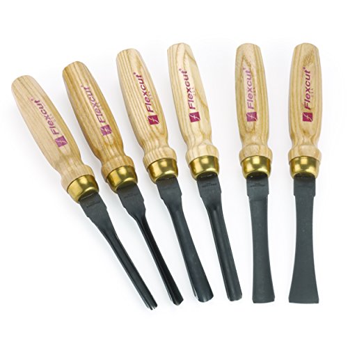 Flexcut Carving Tools, Mallet-Carving Chisels and Gouges for Woodworking, Starter Set of 6 (MC150) FLEXCUT