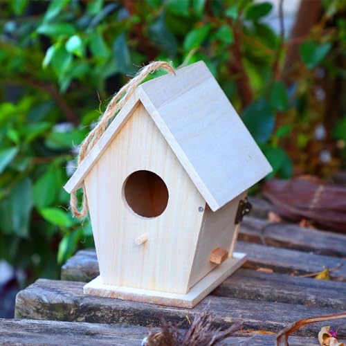 Barydat 6 Pcs Hanging Bird Houses for Outside Unfinished Wooden Bird Houses to Paint and Build DIY Birdhouse Kits for Kids Girls Boys Arts and Craft Barydat