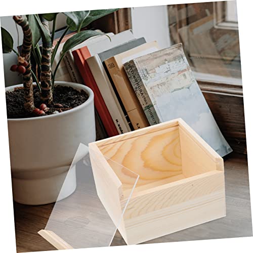 Abaodam 4pcs Box storage wooden box unfinished wooden case wood treasure chest Natural wooden gift case wooden jewelry case wood trinket containers Abaodam