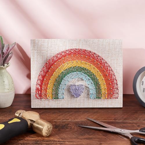 INFUNLY DIY Rainbow String Art Kit 3D String Art Kit Make Your Own String Art Crafts Kit for Adults DIY String Art Kit for Women Students Interesting