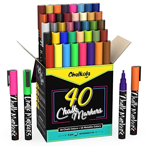 Chalkola Ultimate Bundle - 40 Markers 3mm + 30 Markers 6mm Chalkola