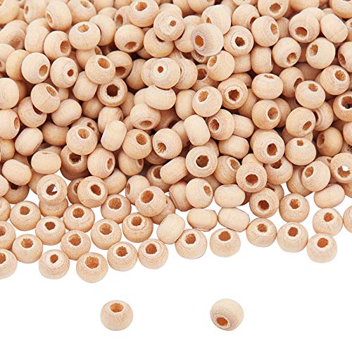 PandaHall 5000pcs 4~5mm Small Unfinished Wood Beads, Natural Wooden Beads Round Spacer Beads Smooth Beads for Bracelet Necklace Jewelry and Crafts PH PandaHall