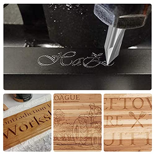 MNA Engraving CNC Wood Carving Router Bit Set, 4 Piece, 1/4" Shank, Soild Carbide 15° 20° 60° 90° V Groove Bit. for CNC or Wood Router, MNA MNA