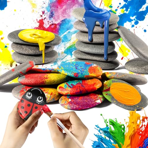 cssopenss 60 Pcs Large Rocks for Painting, 20 Pounds 2-3in River Rocks for  Painting, 60 Chunk Flat Rocks for Painting, Unique Stones for DIY Gifts Art