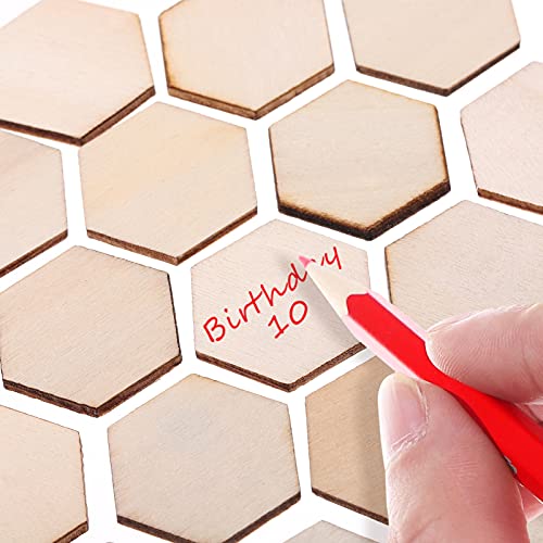 Healifty 100pcs Hexagon DIY Wood Ornaments Small Wood Hexagon Blank Slices Hexagon Wood Shapes 2 inch Unfinished Wood hex Honeycomb Wood Chips DIY Healifty