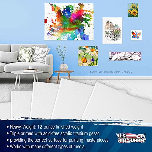 U.S. Art Supply 30 x 48 inch Stretched Canvas 12-Ounce Triple Primed, 6-Pack - Professional Artist Quality White Blank 3/4" Profile, 100% Cotton, U.S. Art Supply