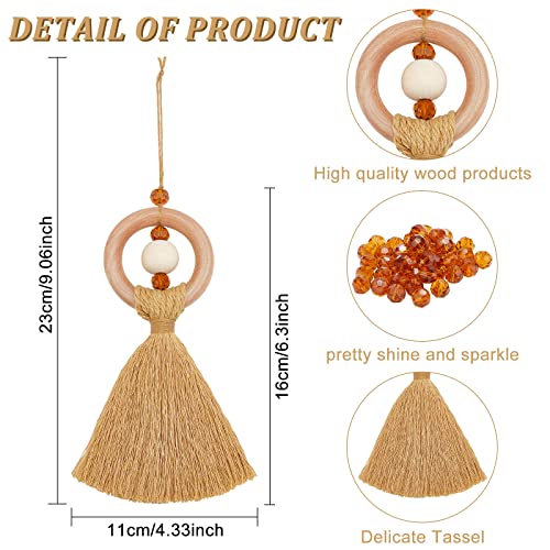 FREEBLOSS 8 Set Macrame Angel Car Hanging Ornament Macrame Kit for Beginners Macrame Car Charm Handmade Boho Car Rear View Mirror Charms for Car FREEBLOSS