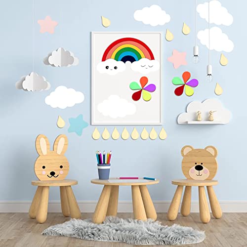 Honbay 40PCS Unfinished Wood Slices Blank Water Drop Shape Discs Wooden Embellishments for Painting DIY Crafts and Home Decoration HONBAY