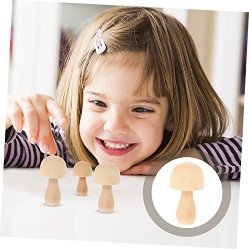 COHEALI 10 Pcs DIY Wooden Ornaments Unfinished Wood Peg Decoration Unfinished Wooden Peg Dolls Unfinished Wooden Pegs Wooden People Pegs Mushrooms COHEALI