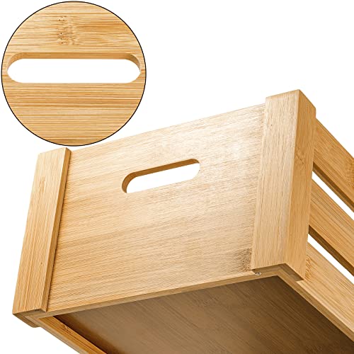 Lawei Set of 3 Bamboo Nesting Crates with Handles, Rustic Decorative Storage Container Box, Crate Box for Display, Farmhouse Bamboo Basket Bins for Lawei
