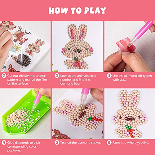 Labeol 42Pcs 5D Diamond Painting Stickers Kits for Kids Arts and Crafts for Kids Ages 8-12 Easy to DIY Creative Diamond Mosaic Sticker Craft by Labeol