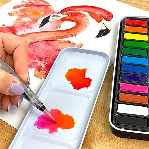 ArtSkills Travel Watercolor Kit, Watercolor Paint Set for Kids & Adults, Travel Palette with Water Brush ArtSkills