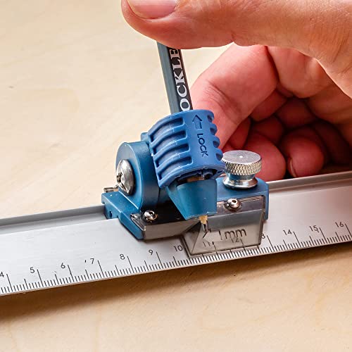 9” Quick Draw Marking Gauge –Single-Handed Measuring and Marking Tools w/Spring-Loaded Scale, Dovetail Keyway - Aluminum Ruler to Mark Mortises & ROCKLER