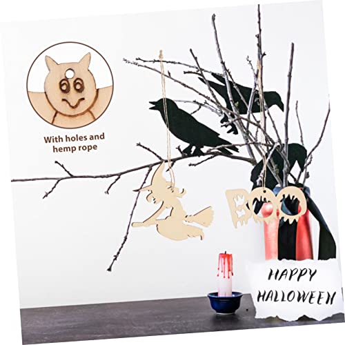 Abaodam 100 Pcs Halloween Wood Chips Lantern Decorative Miniture Decoration Home Decoration Wooden Paint Crafts Spider Wood Shapes Unfinished Wooden Abaodam