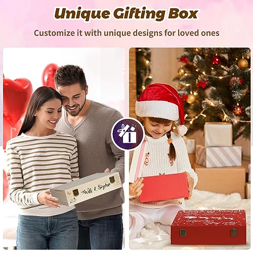 ZKHOB 2 Pack Unfinished Wooden Box with Lid Small Wood Boxes(12 x 9x 3.1 inch) Natural Pine Wooden Box for Crafts,Wooden Gift Boxes,Memory keepsake ZKHOB