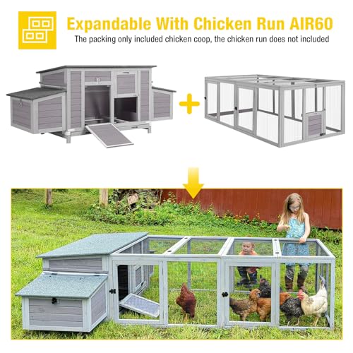Aivituvin Chicken Coop Two Nesting Boxes Large Wooden Hen House Weatherproof Outdoor Rabbit Hutch Duck Cage Aivituvin