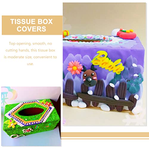 Tofficu 5pcs Unfinished Wooden Tissue Box Cover Rectangular Wood Tissue Holder Tissue Dispenser Blank Wood Napkin Box for Arts Crafts Home Decor Tofficu