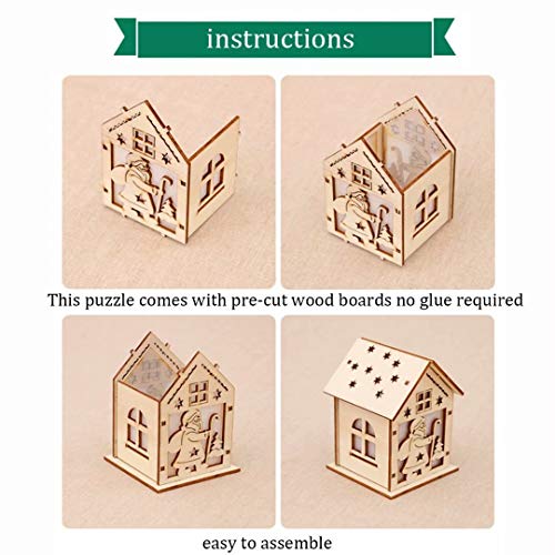 QIAONIUNIU Wood Craft Kits Unfinished Small Houses 3D Cutting Wooden Puzzle Toy for Kids and Adults Build Your Own Perfect Decoration-Including 7 pcs QIAONIUNIU