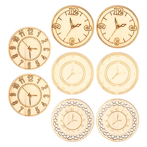 Wood Cutouts, 16PCS Wood Rounds for Crafts Round Wooden Ornaments, Wood Cutouts Round Clock Shaped Unfinished Chips Wooden Crafts for Decoration HERCHR