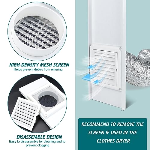 Daisypower Dryer Vent Window Kit,4" Adjustable Window Vent Kit with Outdoor Dryer Vent Cover Daisypower