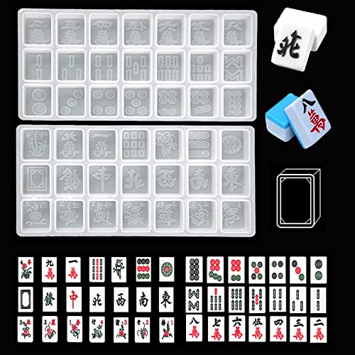 W-LOVE Mahjong Dice Epoxy Resin Casting Mold Resin Silicone Molds for DIY Craft Project Mahjong Game Set, Multicolor W-LOVE