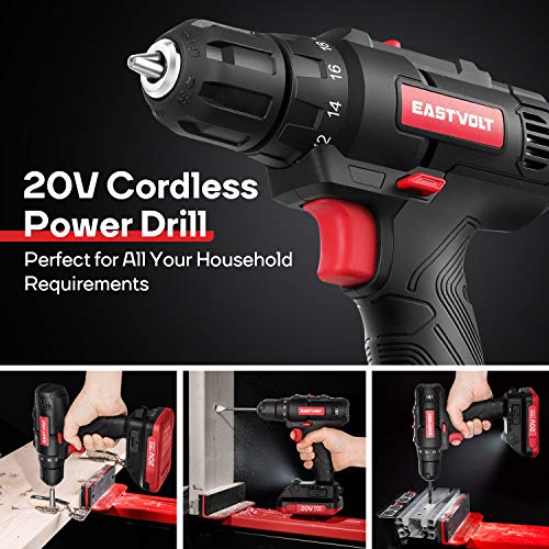 Eastvolt 20V Max Cordless Power Drill Driver Kit & Home Tool Kit, Max 310in.lbs. 18+1 PoisitionTorque Drill For Metal, Wood, Plastics, 168 Pieces Eastvolt