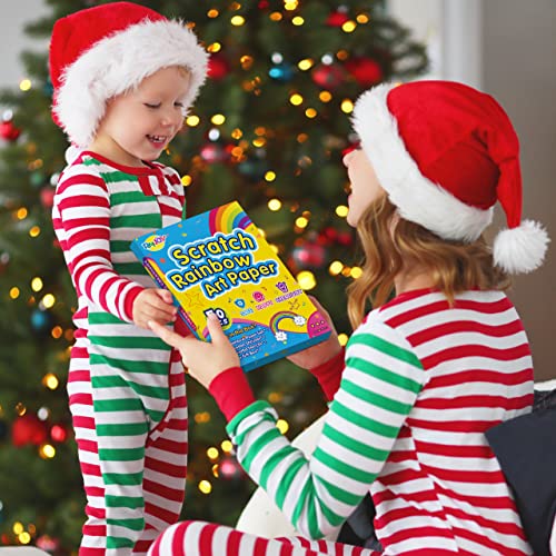 RMJOY Rainbow Scratch Paper Sets: 60pcs Magic Art Craft Scratch Off Papers Supplies Kits Pad for Age 3-12 Kids Girl Boy Teen Toy Game Gift for RMJOY