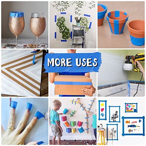 HTVRONT Blue Painters Tape - 1 Inch x 60 Yards x 3 Rolls Masking Tape, Multi-Surface Painters Tape, Paint Tape for Wall, Painting, Craft, Art HTVRONT