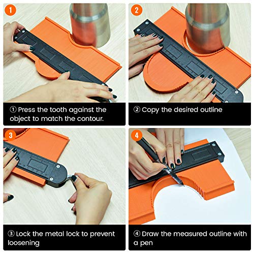 Contour Gauge Duplicator with Lock, 2 Pack Widen Shape Contour Duplication Gauge Profile Tool (5" & 10"), Precisely Copy Irregular Shape Instant EFFECTEER