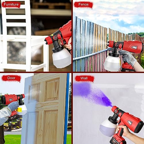 YEX-BUR Cordless Paint Sprayer for Milwaukee m18 18V Battery Handheld HVLP Spray Gun Easy to Spray for Furniture Fence Cars Walls DIY Works House YEX-BUR