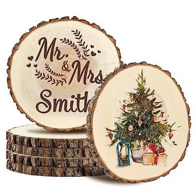 Wood Slices 8-9 Inch 6 Pcs Wood Rounds Unfinished Wood Circles Wood Slices for Centerpieces,Wood Centerpieces for Tables,Wood Slices for